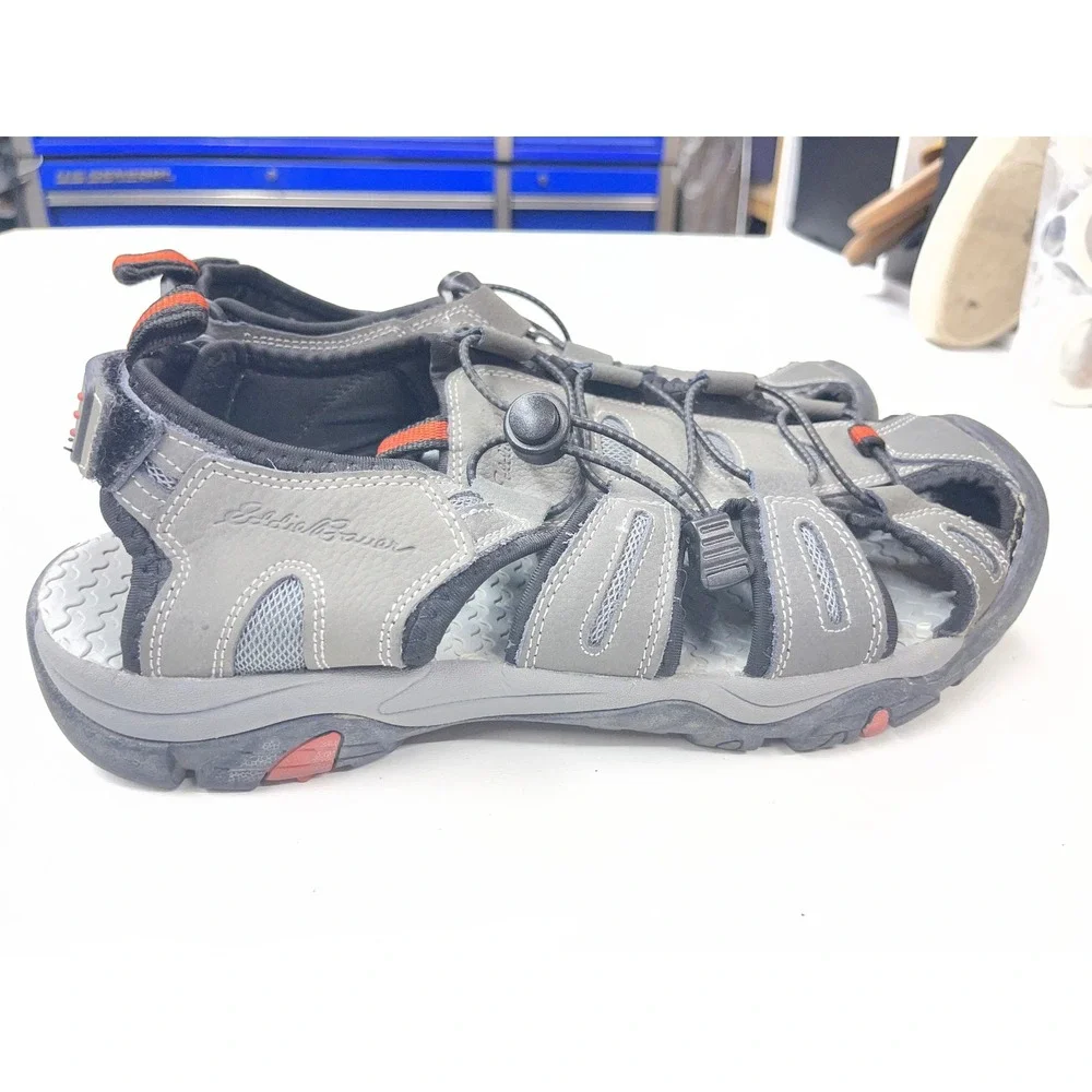 Eddie‎ Bauer Tommy Mens Grey Leather Closed Toe Fisherman Hiking Sandals Size 11